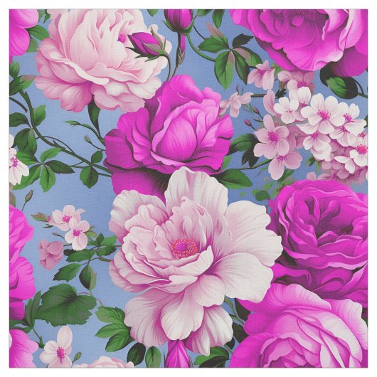 Big Retro Lila Rose Blume Textil Stoff (Muster)