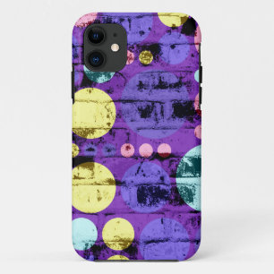 Big Retro Polka Dots Gelber Lila Grunge Case-Mate iPhone Hülle