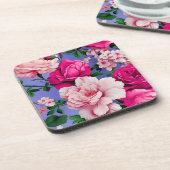 Big Retro Rosa Blume Getränkeuntersetzer (Linke Seite)