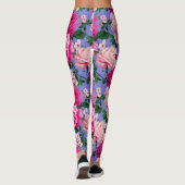 Big Retro Rosa Blume Leggings (Rückseite)