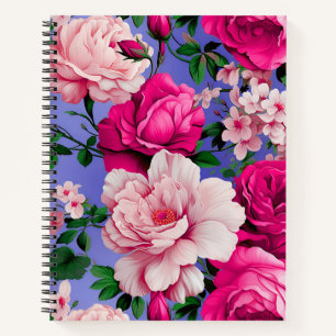 Big Retro Rosa Blume Notizblock