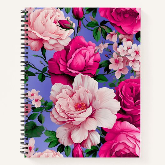 Big Retro Rosa Blume Notizblock (Vorderseite)