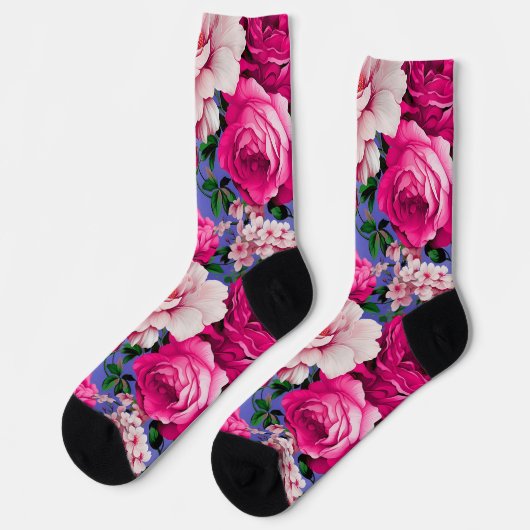 Big Retro Rosa Blume Socken (Linkes Detail)