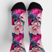 Big Retro Rosa Blume Socken (Oben)