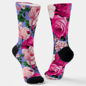 Big Retro Rosa Blume Socken (Gewinkelt)