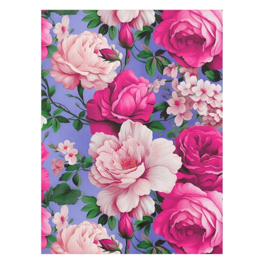 Big Retro Rosa Blume Tischdecke (Vorderseite)