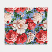 Big Retro Rote Rose Blume Fleecedecke (Vorderseite (Horizontal))