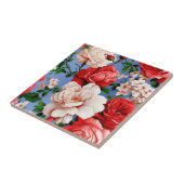 Big Retro Rote Rose Blume Fliese (Seite)