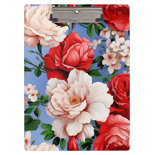 Big Retro Rote Rose Blume Klemmbrett (Vorderseite)