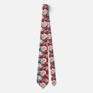 Big Retro Rote Rose Blume Krawatte