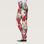 Big Retro-Rote Rose-Blume Leggings (Links)