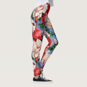 Big Retro-Rote Rose-Blume Leggings (Rechts)
