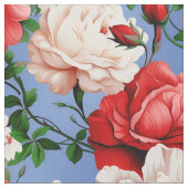 Big Retro Rote Rose Blume Stoff (Nahaufnahme)
