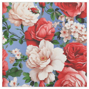 Big Retro Rote Rose Blume Stoff