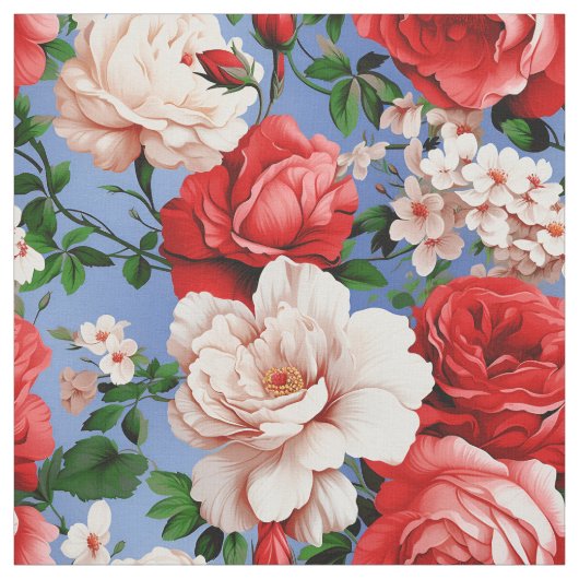 Big Retro Rote Rose Blume Stoff (Muster)