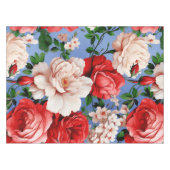 Big Retro Rote Rose Blume Tischdecke (Vorderseite (Horizontal))