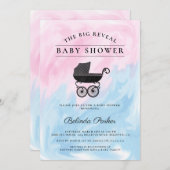 Big Reveal Pink + Blue Baby Dusche Einladung (Vorne/Hinten)