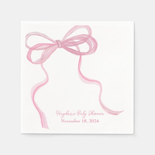 Big Ribbon Coquette Personalisiert Napkin Serviette (Vorderseite)