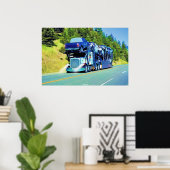 Big Rig Car Transporter Truck Driver Art Poster (Heimbüro)