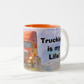Big Rig Red Cargo Truck für Kinder und Lkw Zweifarbige Tasse (VorderseiteRechts)