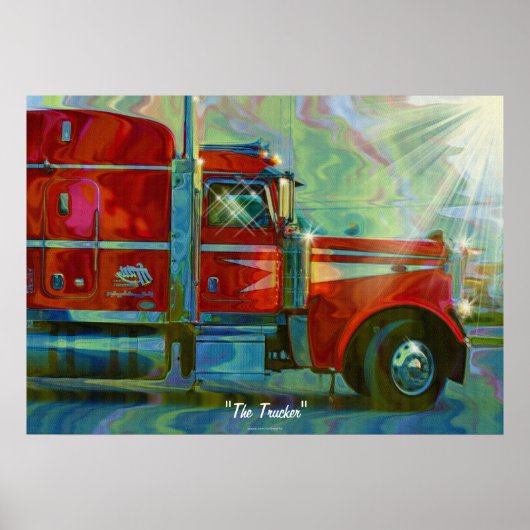 Big Rig Red FreightlinerLkw Fahrerart-Poster Poster (Vorne)