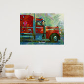 Big Rig Red FreightlinerLkw Fahrerart-Poster Poster (Küche)