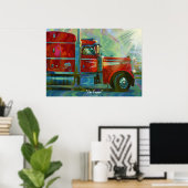 Big Rig Red FreightlinerLkw Fahrerart-Poster Poster (Heimbüro)