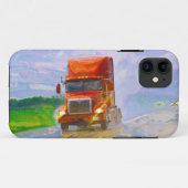 Big Rig Red Truck in einem Regenwetterfall Case-Mate iPhone Hülle (Rückseite (Horizontal))