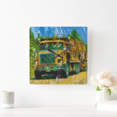 Big Rig, Schwertransporter, LKW Quadratische Wanduhr (Zuhause)