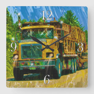 Big Rig, Schwertransporter, LKW Quadratische Wanduhr