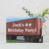Big Rig Semi Truck Geburtstagsparty Einladungen (Stehend Vorderseite)