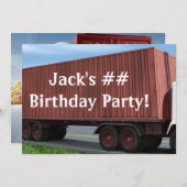 Big Rig Semi Truck Geburtstagsparty Einladungen (Vorne/Hinten)
