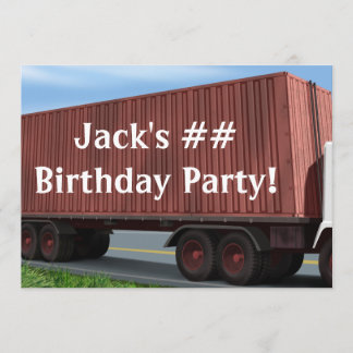 Big Rig Semi Truck Geburtstagsparty Einladungen