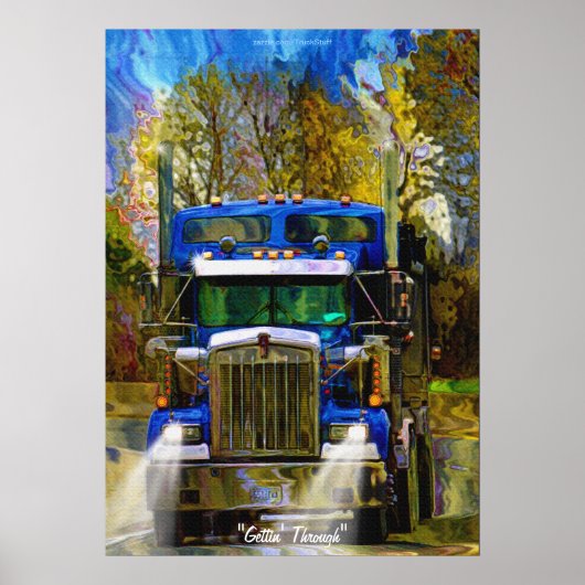 Big Rig Truck Highway Autofahrer Art Poster (Vorne)
