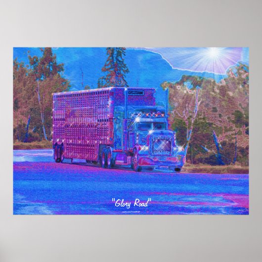 Big Rig Truck Highway Autofahrer Art Poster (Vorne)