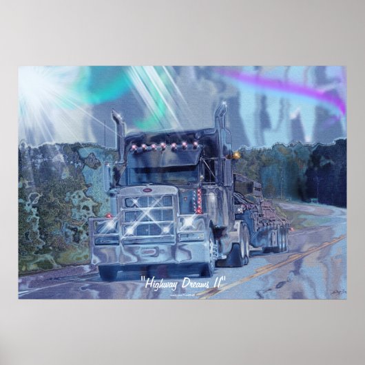 Big Rig Truck Highway Autofahrer Art Poster (Vorne)