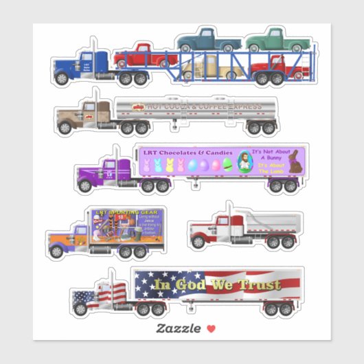 Big Rig und kleine rote LKW-Aufkleber Aufkleber (Blatt)