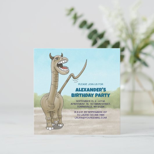 Big Roaring Dinosaurier Einladung (Stehend Vorderseite)