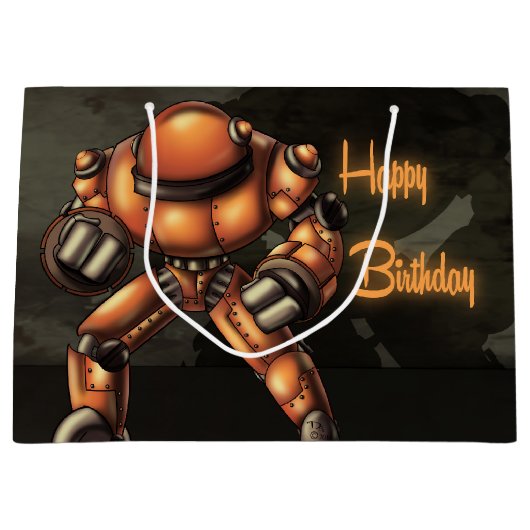 Big Robot Birthday Große Geschenktüte (Vorderseite)