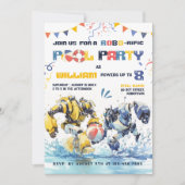 Big Robots Pool Party Geburtstagseinladung Einladung (Vorderseite)