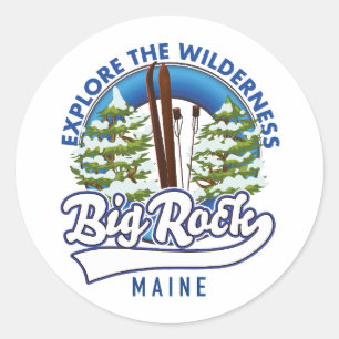 Big Rock Maine Skifahrerbuch Foto Printwerbung Runder Aufkleber