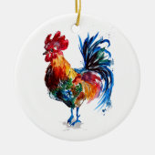 Big Rooster Watercolor Keramik Ornament (Vorne)