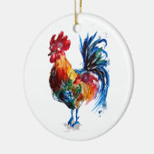 Big Rooster Watercolor Keramik Ornament (Links)