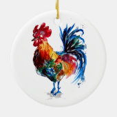 Big Rooster Watercolor Keramik Ornament (Hinten)