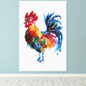 Big Rooster Watercolor Leinwanddruck (Insitu (Holzboden))