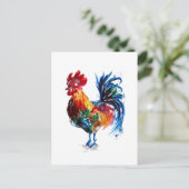 Big Rooster Watercolor Postkarte (Stehend Vorderseite)