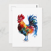 Big Rooster Watercolor Postkarte (Vorne/Hinten)