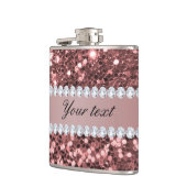 Big Rose Gold Imitats Glitzer und Diamanten Flachmann (Links)