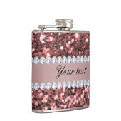 Big Rose Gold Imitats Glitzer und Diamanten Flachmann (Rechts)