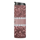 Big Rose Gold Imitats Glitzer und Diamanten Thermosbecher (Nach rechts gedreht)